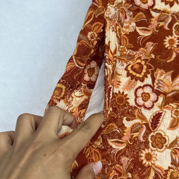 Nicole Miller 100% Linen Boho faux wrap skirt with pockets Size Large - Picture 6 of 10